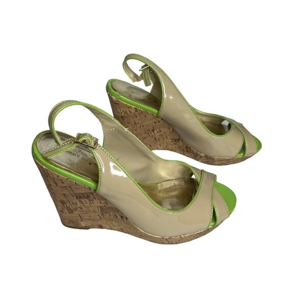 Tommy Hilfiger Wedge Sandals Shoes Womens Size 8 M Tan Green Cork - Picture 2 of 15